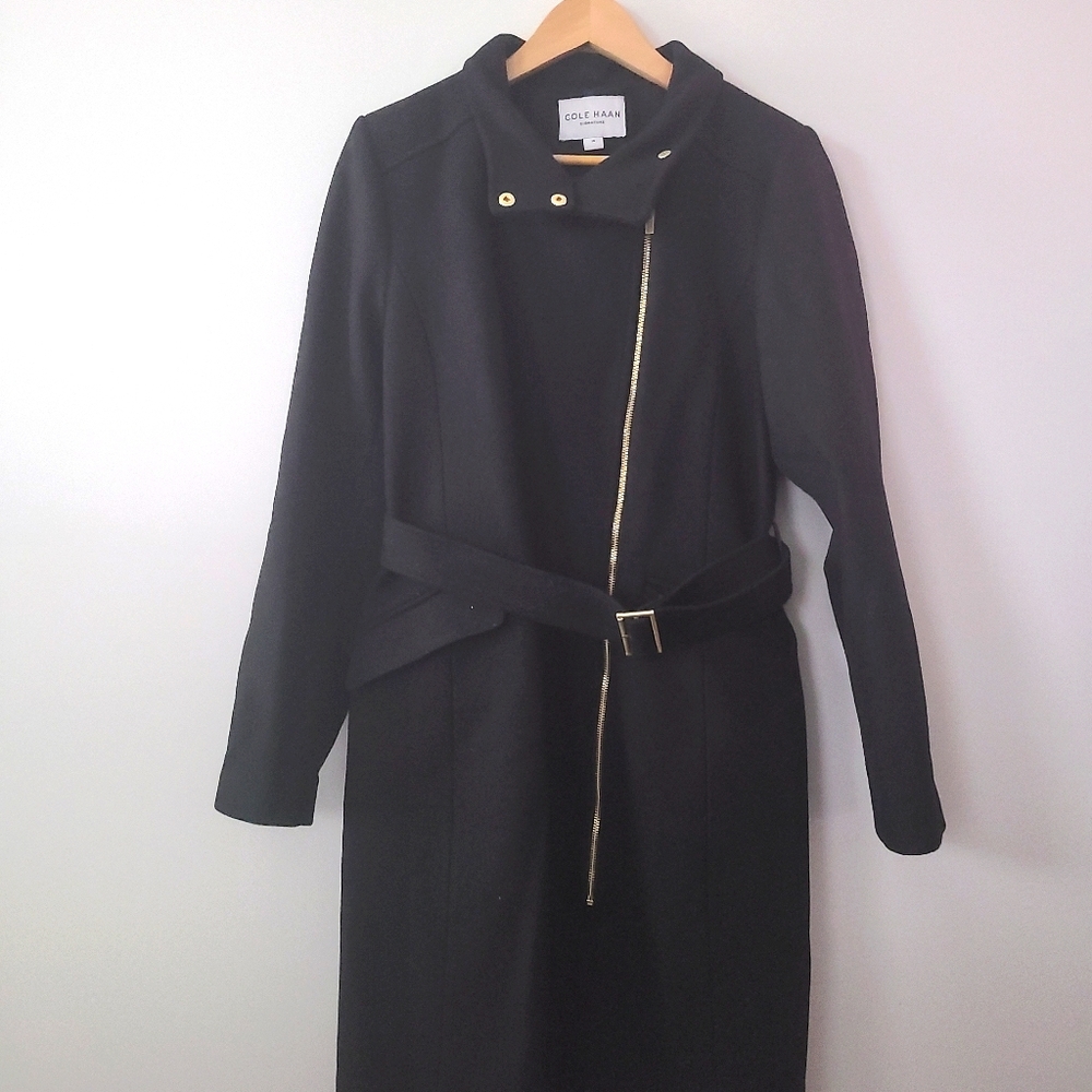 Cole Haan Asymmetrical Belted Walker Coat